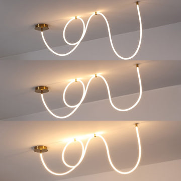 Serafina Contemporary Minimalist 360 Adjustable Silicone Neon Rope Dimmable Linear Integrated LED Flush Mount - JONATHAN Y